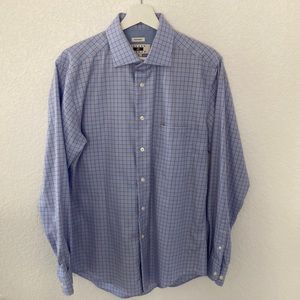 Joseph Abboud Medium Dress Shirt Non Iron, Blue Red Checks